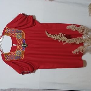 SHORELINE Blouse SIZE 2XL IN A BEAUTIFUL RED COLOR RAYON FABRIC